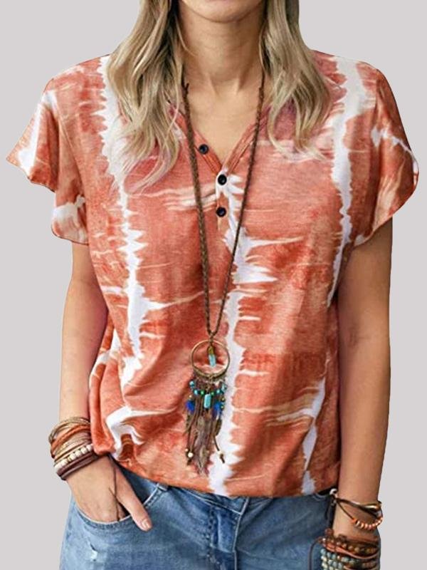 Fashion Loose Tie-dye Button T-shirt - LuckyFash™