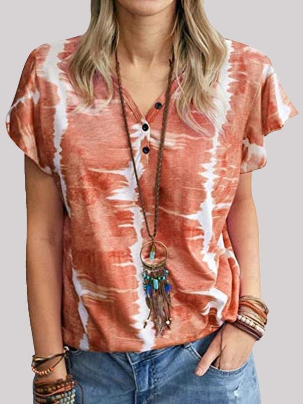 Fashion Loose Tie-dye Button T-shirt - LuckyFash™