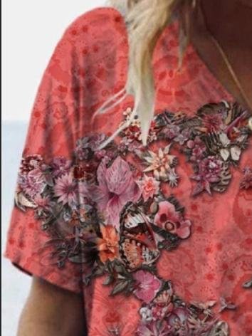 Fashion Map Printed V-neck Short-sleeved T-shirt - LuckyFash™