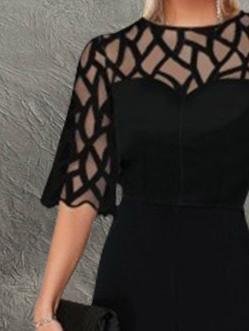 Fashion Mesh Mid-sleeve Wide-leg Jumpsuit - LuckyFash™