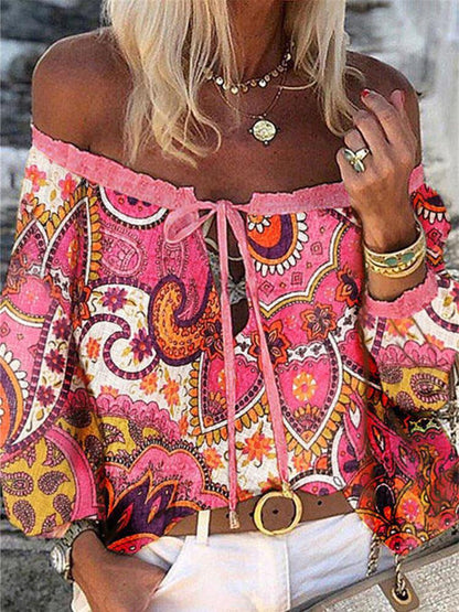 Fashion Off-shoulder Long-sleeved Chiffon Shirt - LuckyFash™