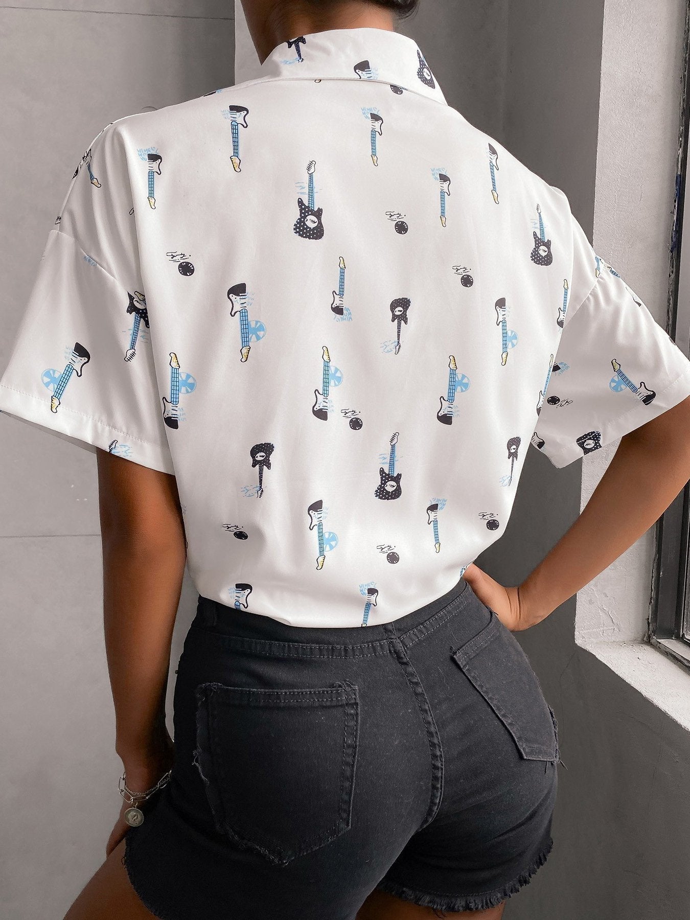 Fashion Print Lapel Short Sleeve Top - LuckyFash™