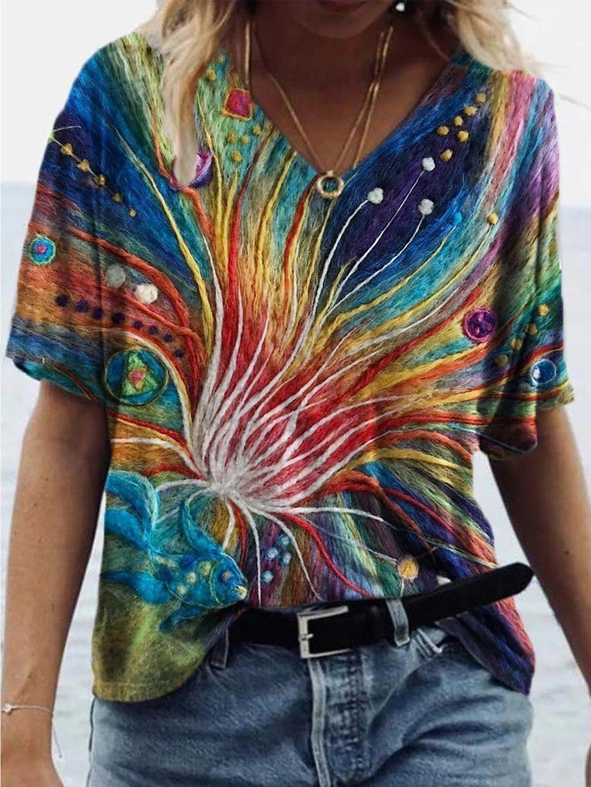 Fashion Print Short-sleeved T-shirt - LuckyFash™