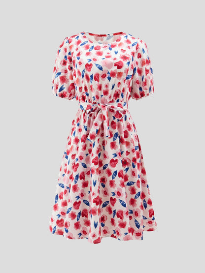 Fashion Printed Round Neck Short Sleeve Dress - LuckyFash™