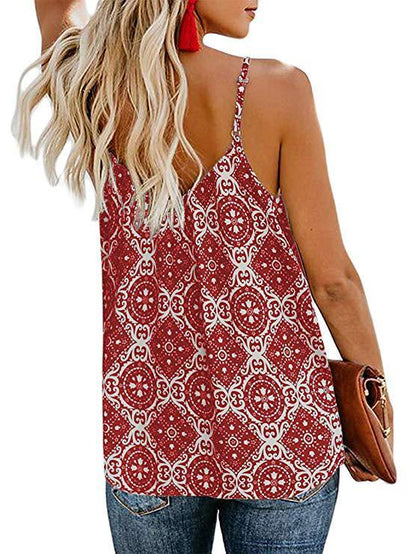 Fashion Printed Suspender V-neck Tank Tops - LuckyFash™