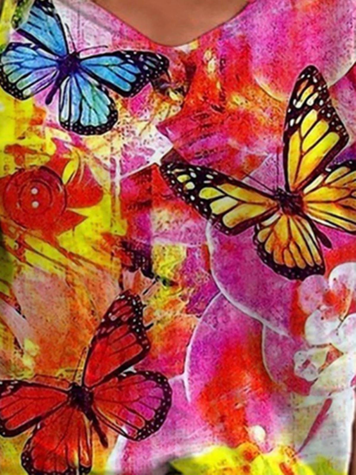 Fashion Printed V-neck Short-sleeved T-shirt - LuckyFash™