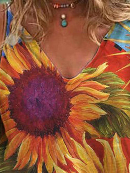 Fashion Printed V-neck Short-sleeved T-shirt - LuckyFash™