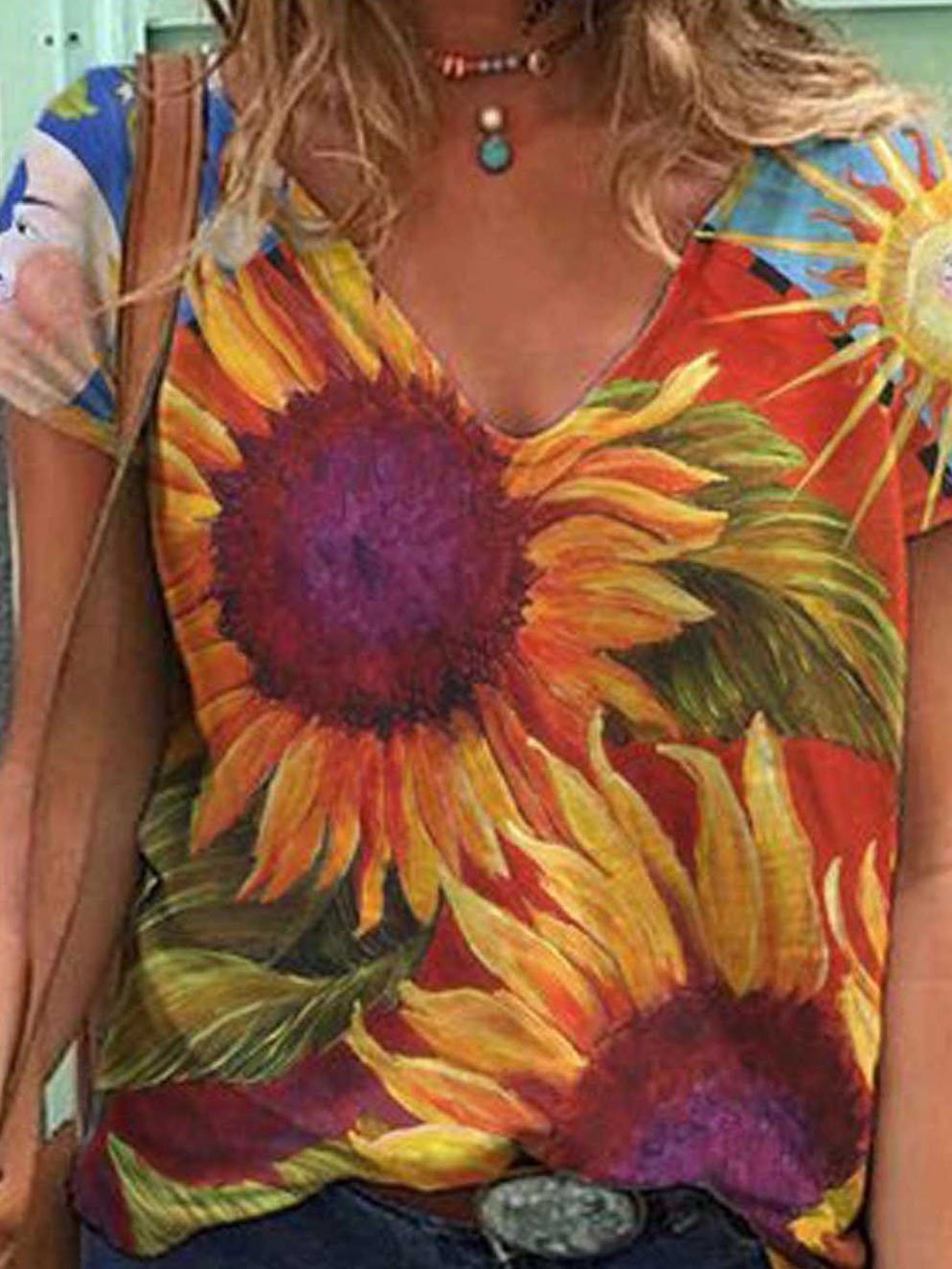 Fashion Printed V-neck Short-sleeved T-shirt - LuckyFash™