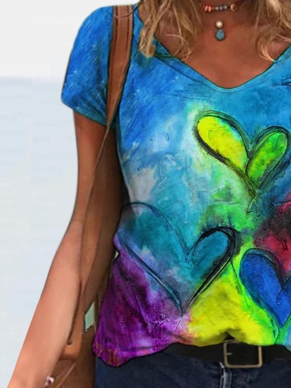 Fashion Printed V-neck Short-sleeved T-shirt - LuckyFash™