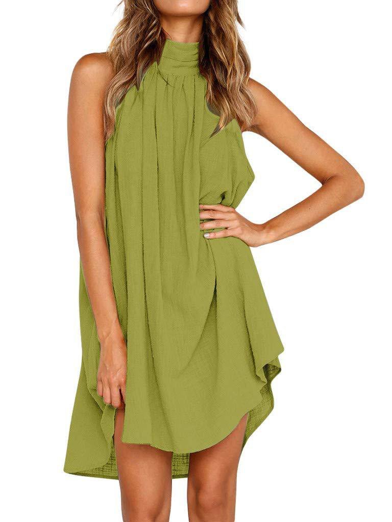 Fashion Round Neck Pleated Sleeveless Mini Dress - LuckyFash™