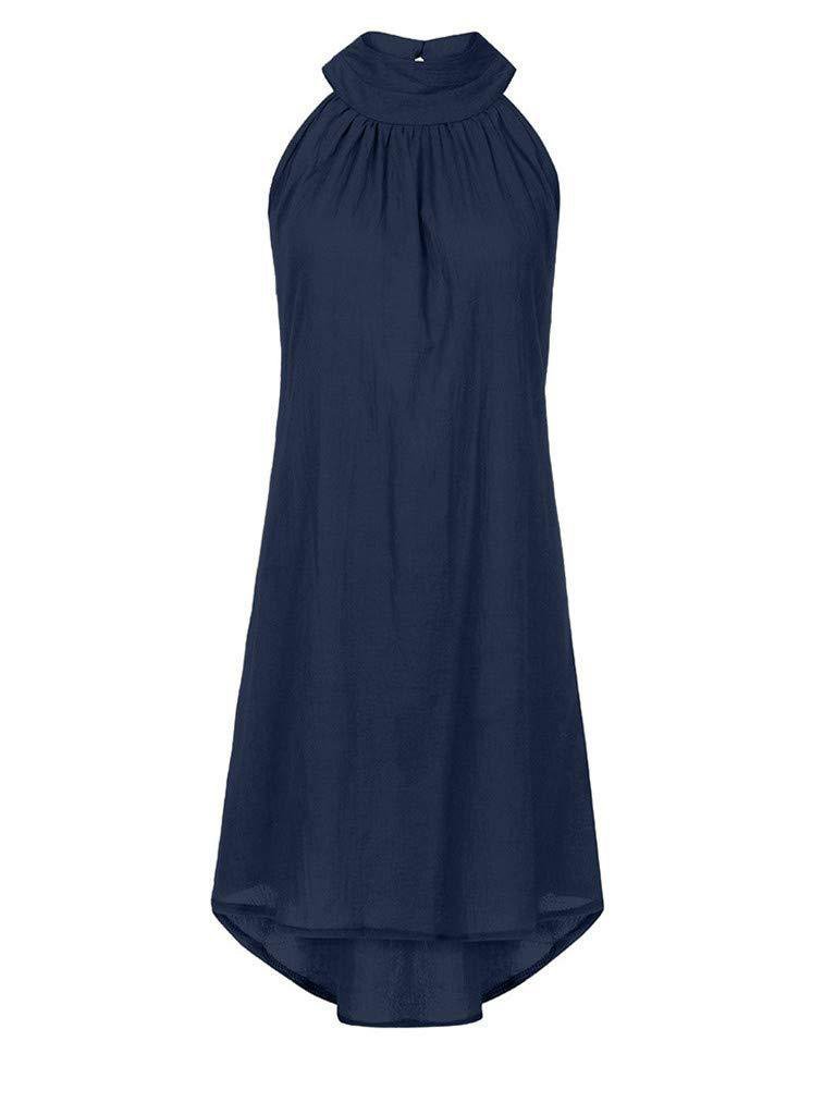 Fashion Round Neck Pleated Sleeveless Mini Dress - LuckyFash™