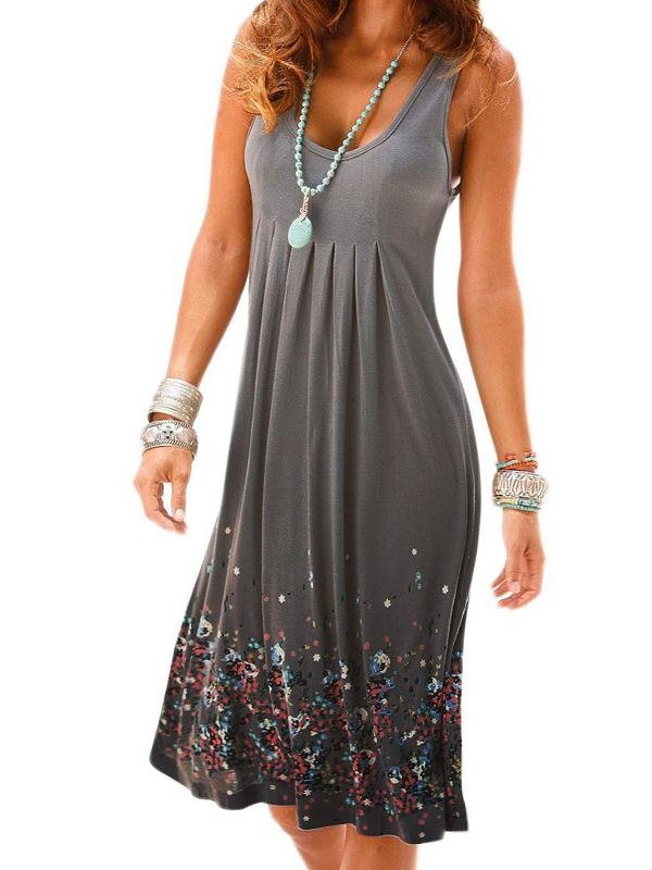 Fashion Round Neck Print Gradient Mini Dress - LuckyFash™