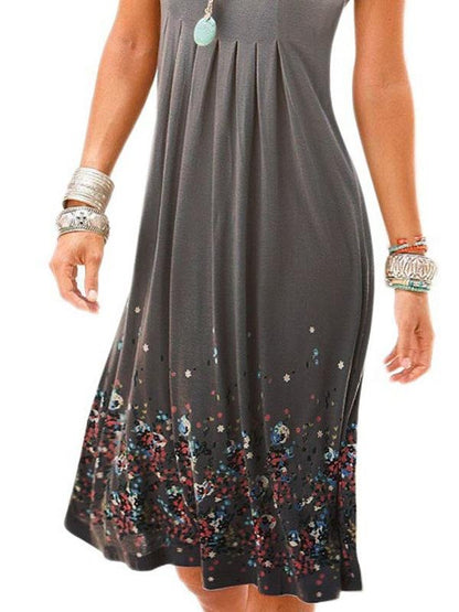 Fashion Round Neck Print Gradient Mini Dress - LuckyFash™