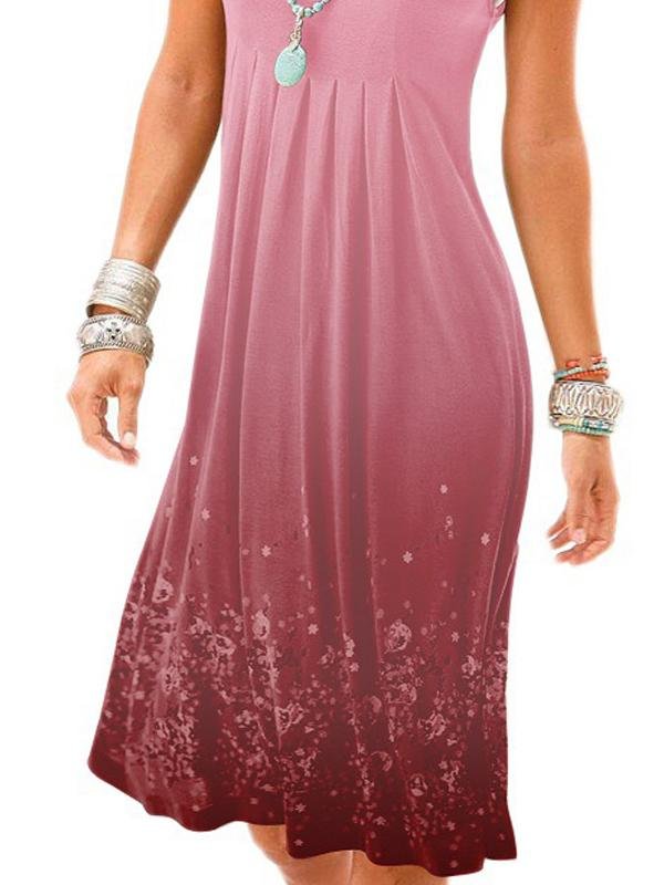 Fashion Round Neck Print Gradient Mini Dress - LuckyFash™