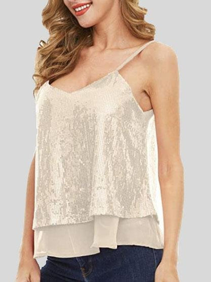 Fashion Sequined V-neck Sleeveless Vest - LuckyFash™