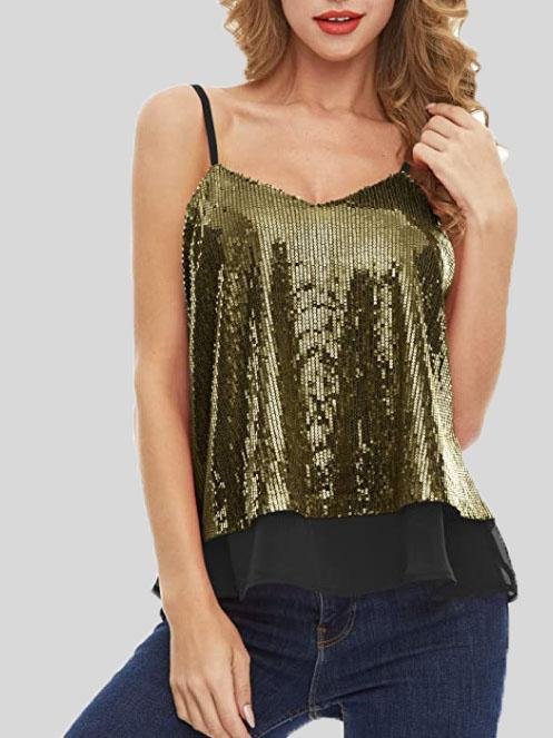 Fashion Sequined V-neck Sleeveless Vest - LuckyFash™