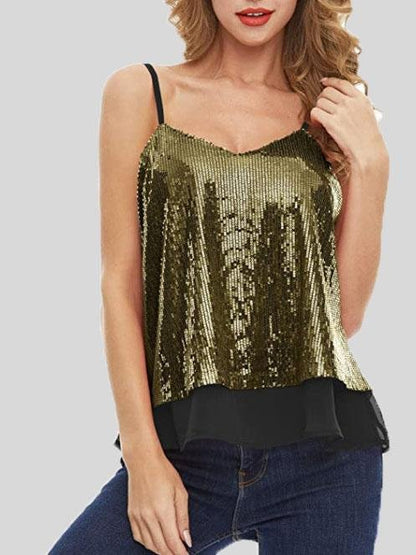 Fashion Sequined V-neck Sleeveless Vest - LuckyFash™