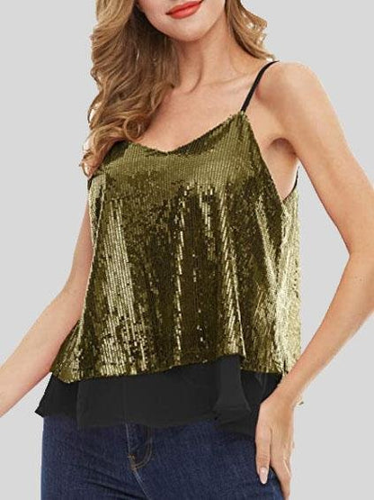 Fashion Sequined V-neck Sleeveless Vest - LuckyFash™