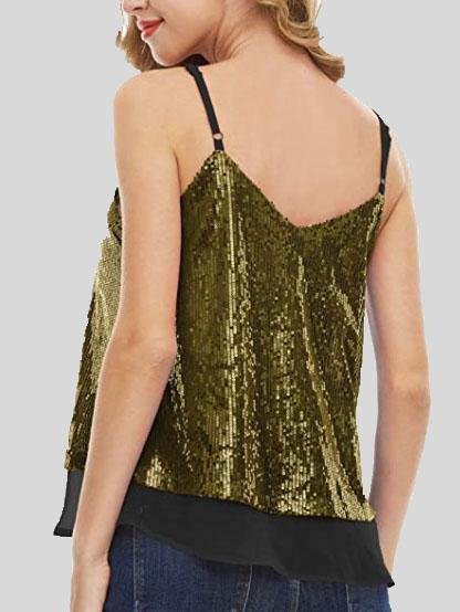 Fashion Sequined V-neck Sleeveless Vest - LuckyFash™