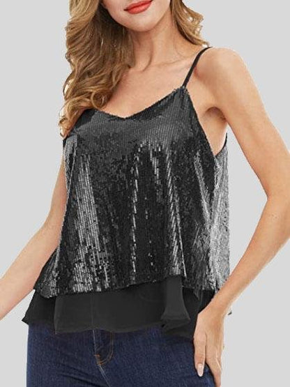 Fashion Sequined V-neck Sleeveless Vest - LuckyFash™