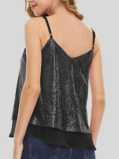 Fashion Sequined V-neck Sleeveless Vest - LuckyFash™
