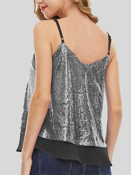 Fashion Sequined V-neck Sleeveless Vest - LuckyFash™