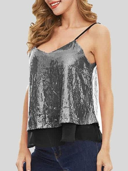 Fashion Sequined V-neck Sleeveless Vest - LuckyFash™