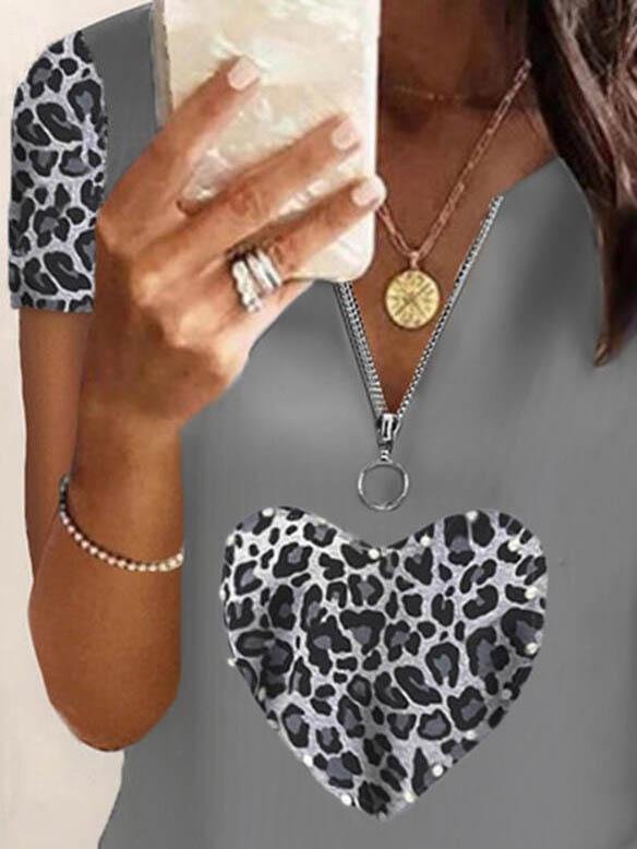 Fashion Short-sleeved Heart Printed T-shirt - LuckyFash™