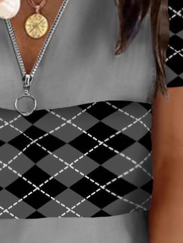 Fashion Short-sleeved Zipper Printed T-shirt - LuckyFash™