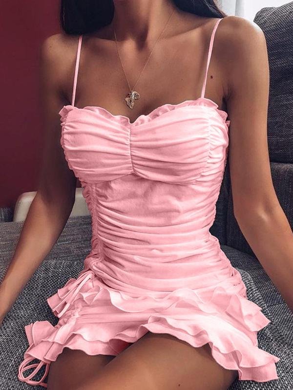 Fashion Sleeveless Drawstring Irregular Ruffle Skirt - LuckyFash™