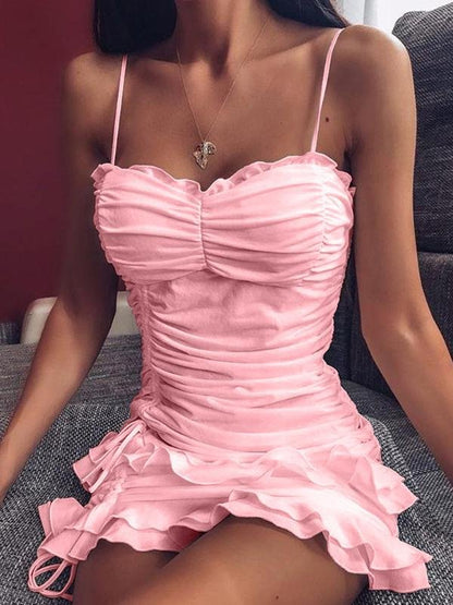 Fashion Sleeveless Drawstring Irregular Ruffle Skirt - LuckyFash™