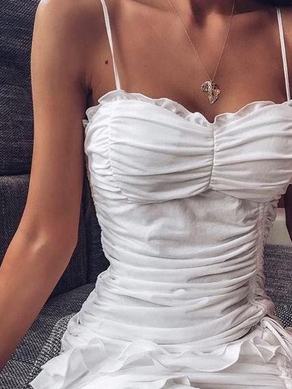 Fashion Sleeveless Drawstring Irregular Ruffle Skirt - LuckyFash™