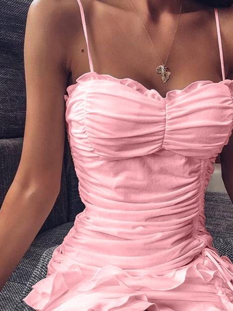 Fashion Sleeveless Drawstring Irregular Ruffle Skirt - LuckyFash™