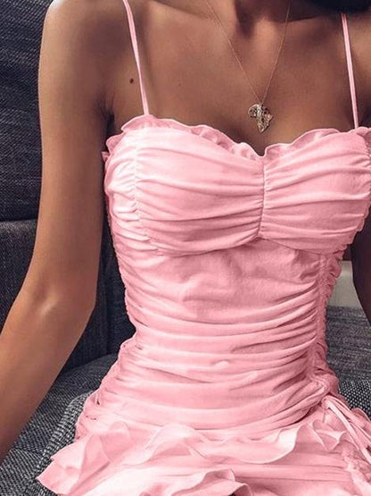 Fashion Sleeveless Drawstring Irregular Ruffle Skirt - LuckyFash™