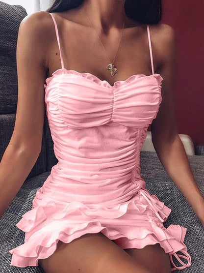 Fashion Sleeveless Drawstring Irregular Ruffle Skirt - LuckyFash™