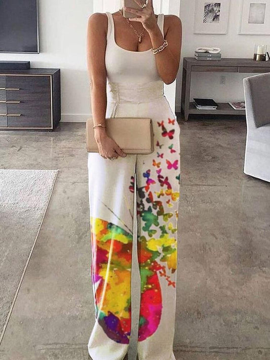 Fashion Sleeveless Printed High-waist Jumpsuit - LuckyFash™