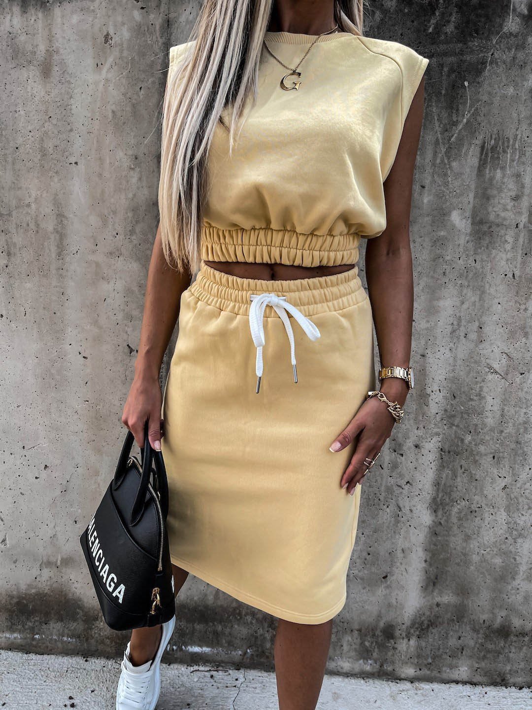 Fashion Solid Color Sleeveless Two-piece Outfit - LuckyFash™