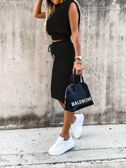 Fashion Solid Color Sleeveless Two-piece Outfit - LuckyFash™