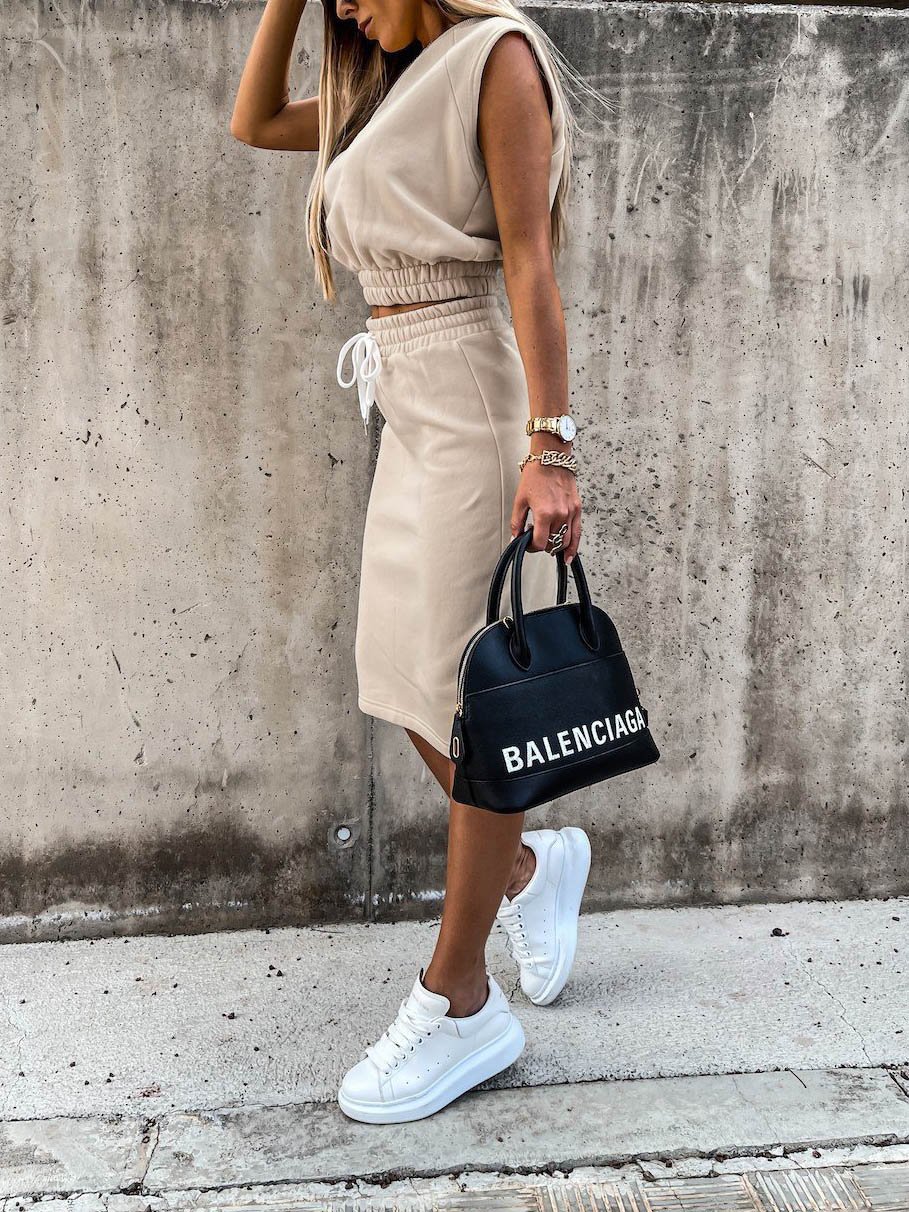 Fashion Solid Color Sleeveless Two-piece Outfit - LuckyFash™