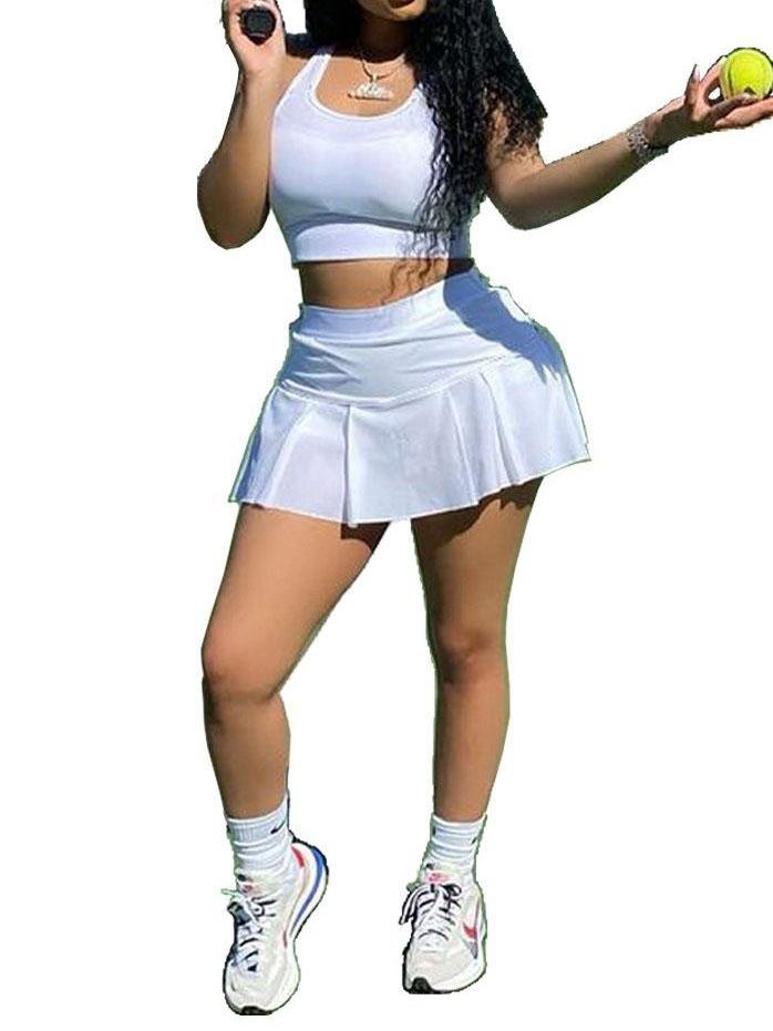 Fashion Solid Sports Vest Two-piece Outfits - LuckyFash™