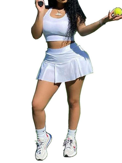 Fashion Solid Sports Vest Two-piece Outfits - LuckyFash™