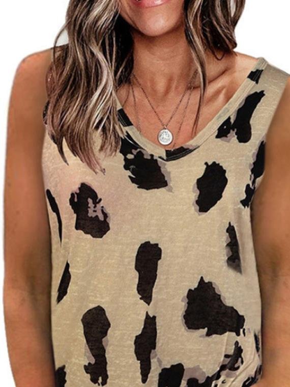 Fashion Solid Spot Print V-neck Top - LuckyFash™