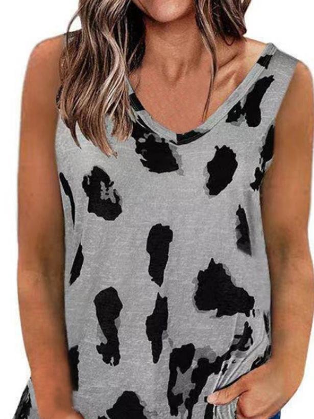 Fashion Solid Spot Print V-neck Top - LuckyFash™