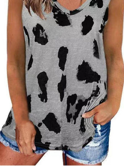 Fashion Solid Spot Print V-neck Top - LuckyFash™