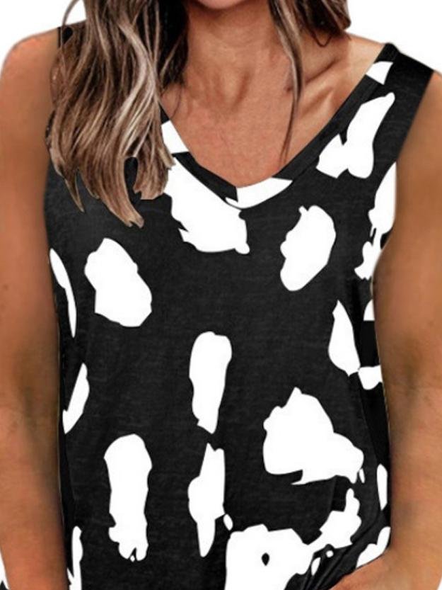 Fashion Solid Spot Print V-neck Top - LuckyFash™