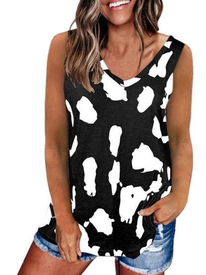 Fashion Solid Spot Print V-neck Top - LuckyFash™