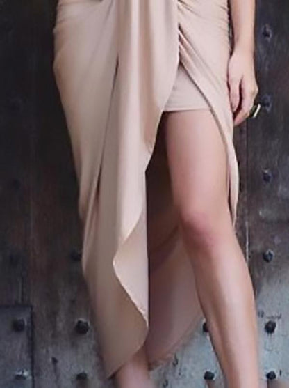 Fashion Split Irregular Hem V Neck Bodycon Dress - LuckyFash™