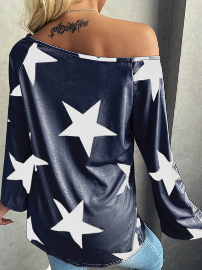 Fashion Star Print Long Sleeve Blouses - LuckyFash™