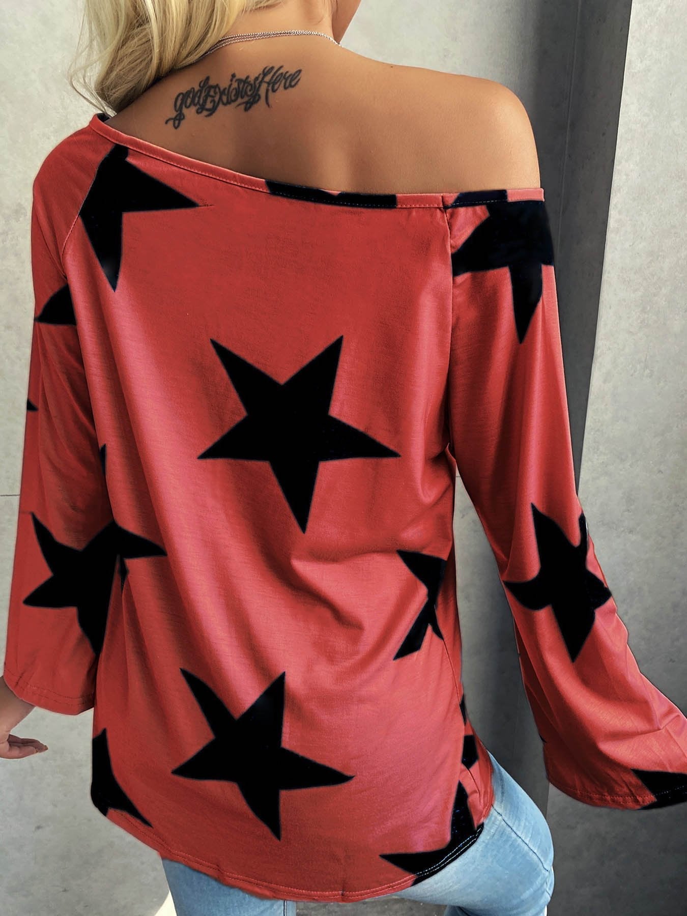 Fashion Star Print Long Sleeve Blouses - LuckyFash™