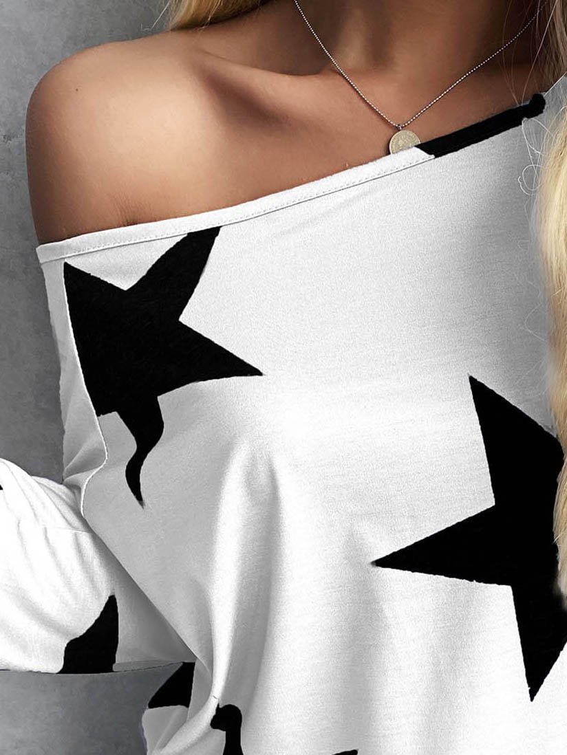 Fashion Star Print Long Sleeve Blouses - LuckyFash™